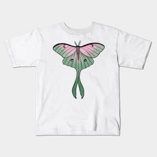 Pink Luna Moth Design Kids T-Shirt
